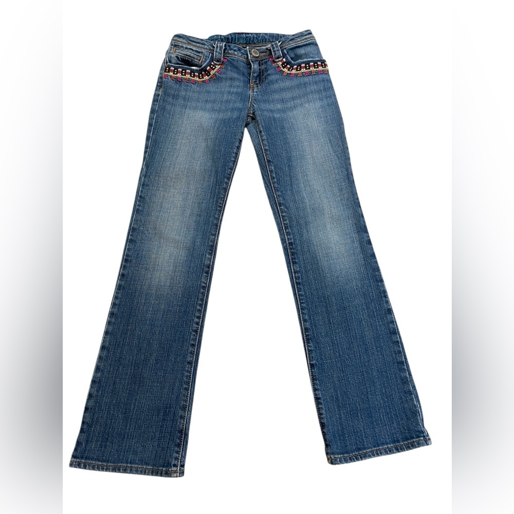 Gap Kids Denim Y2K 2000s Low Rise Straight Leg Embroidered Pockets Girls size 10